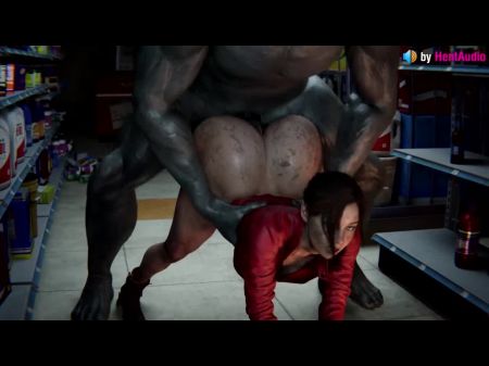 Клэр Редфилд трахнута в заднице Мистером X Resident Evil 3D -анимационная петля с звуком 