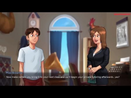 Summertime Saga 01 он не может перестать возбуждаться вокруг своей мачехи, огромные сиськи, грудастая милфа 