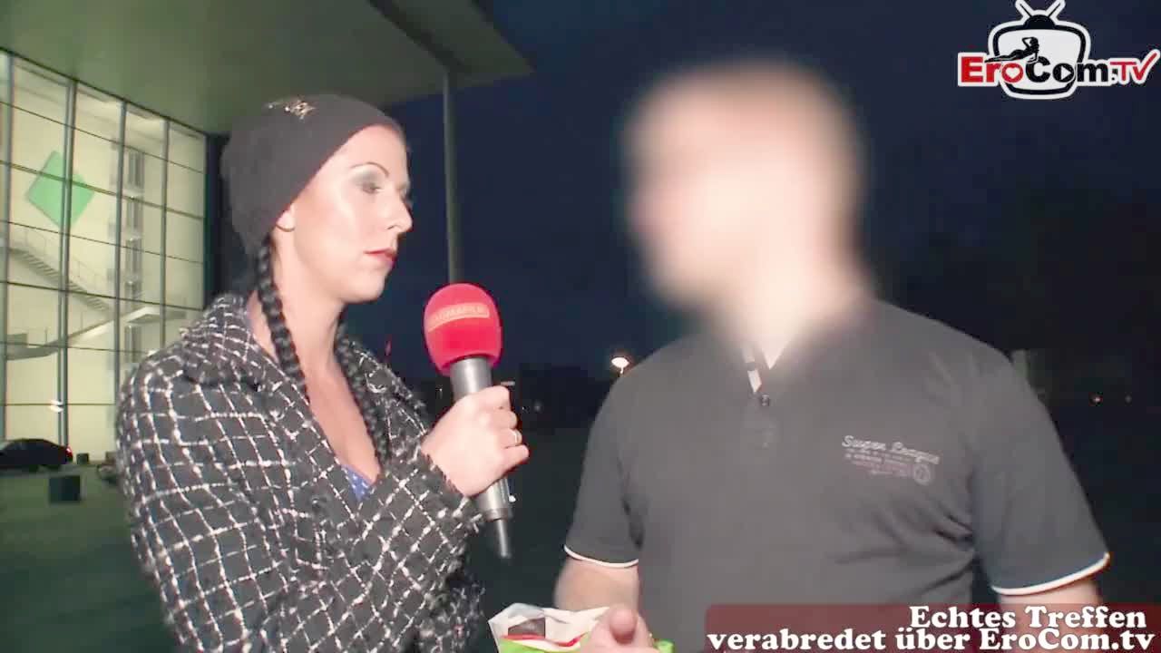 german reporter sexy mama picks up man in street casting . photo