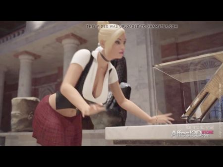 Крошки-фута в униформе с 3d анимацией занимаются сексом в музее