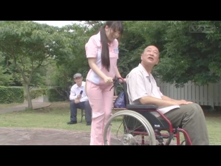 Subtitled Bizarre Japanese Half Nude Caregiver Outdoors