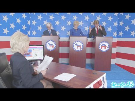 Donald Trump And Hillary Clinton Fucking Bernie Sanders And Megan Kelly In Presi