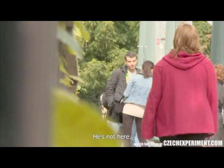 Easygoing Green Chick Dick Licking Strangers Willy On Street