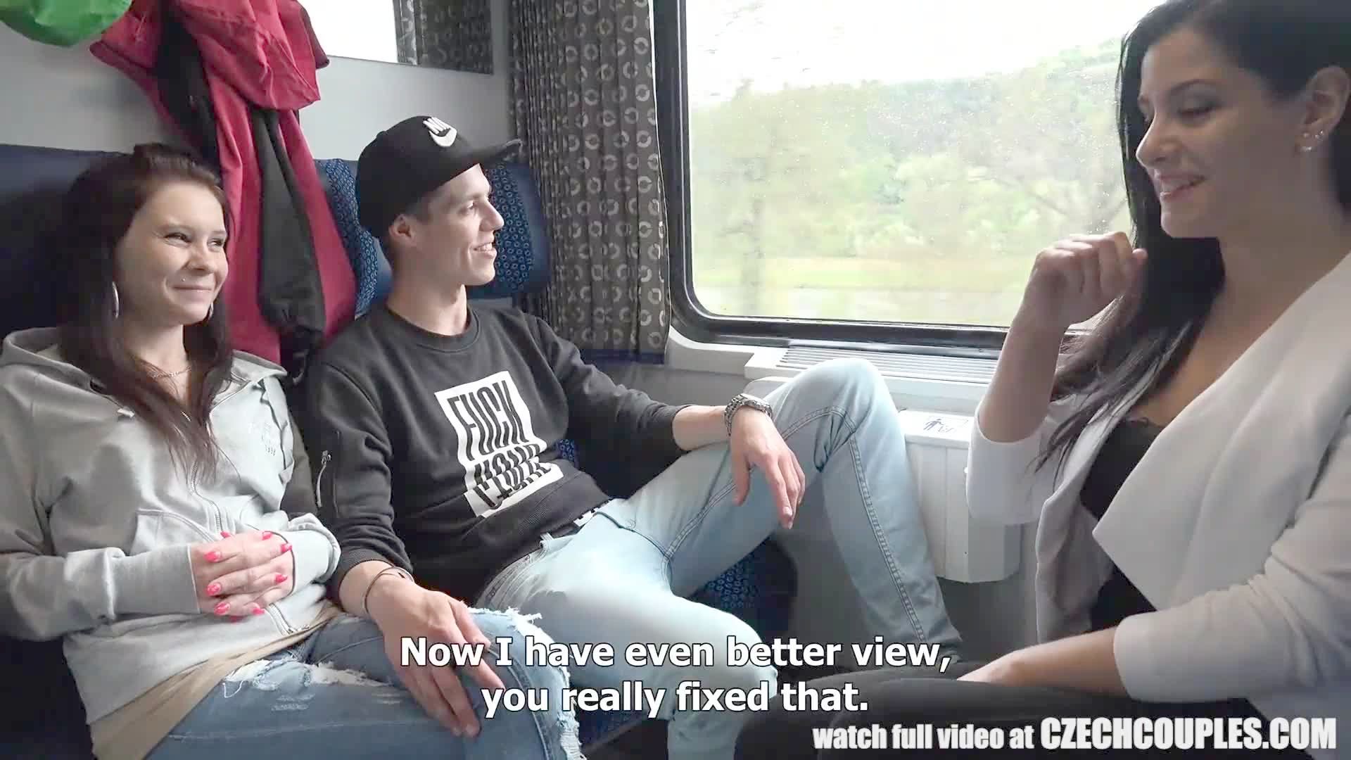 foursome shag in public train - Porn Video Tube