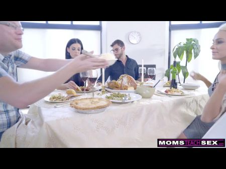 Mum Shags Son & Eats Youthful Woman Internal Cum For Thanksgiving Treat