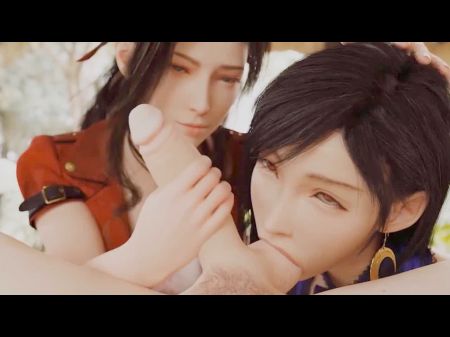 3D Hentai Compilação: Final Fantasy 7 Compilação Remake Threesome 