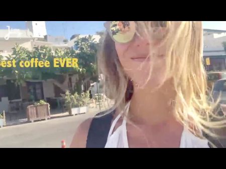 Hot Babe cremig Spritzen auf der Straße in Griechenland Öffentliche Masturbation 