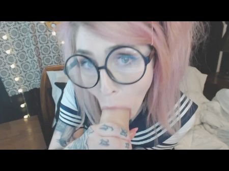 Pinkish Haired Schoolgirl Pov Deep Throat And Switch Roles Railing With Glasses And Pigtails