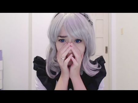 maid cosplay female giving head and pleading to her boss