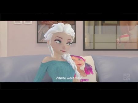 Elsa From Frozen Rides Enormous Fake Penis And Blows A Load