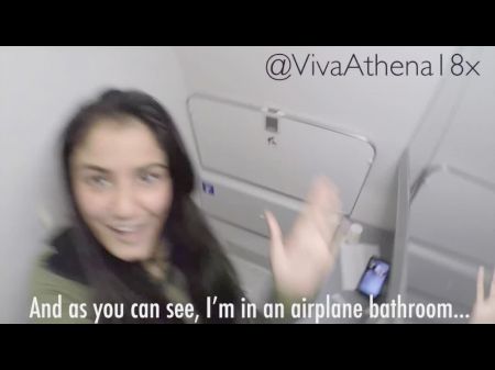 Primeira classe Asiática adolescente precisa cum no avião 