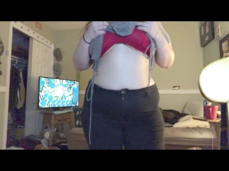 huge butt woman disrobing & toying with huge hooters