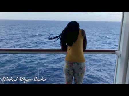 ebony stunner gets her bum pumped utter of jism on a cruise ship balcony