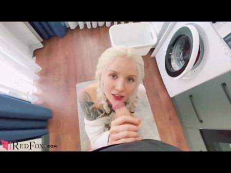 Light Haired Deep Giving Head And Riding On Fuck-stick During Washing