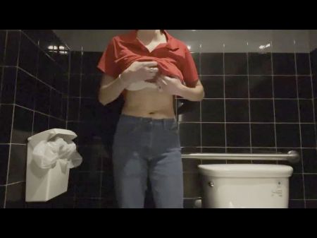 Waitress Makes Herself Spunk In Restaurant Bathroom: Porno
