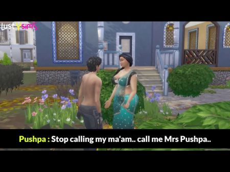 Aunty - Scene 1 - Married Huge-boobed Indian Aunty Teasing Youthful Gardener