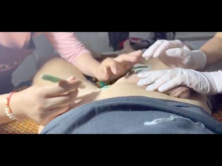 Two Curious Beauticians Attempt A Brazilian Wax Of A Enormous Meatpipe
