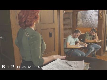 Biphoria - Students Have Bisexous Triple Sex With Ginger-haired Tutor