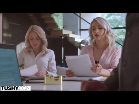 Blonde Hottie Scarlett Has Buttfuck Joy With Her Boss