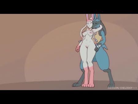 Moment Excited Lucario And Sylveon