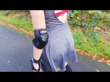 Öffentliches Außenblitz, Blowjob & Sex in einem Wald von einem französischen Skatermädchen 