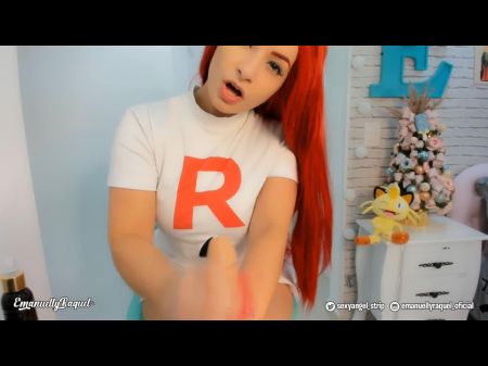 Jessie Pokemon Cosplay Joi Masturbándose Tu Polla, Tragando Tu Semen De Trago 