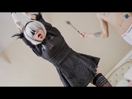 Nier Automata 2b Gets Too Mischievous When Roped Up And Puss Pounded . Short Flick .