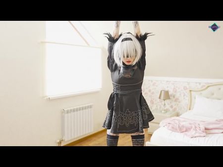 Nier Automata 2b Gets Too Mischievous When Tied Up And Cunt Screwed . Brief Video .