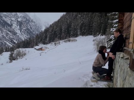 Couple Hide To Sex While Hiking In The Snow , Mountain Forest And Birdsong , Romantic Private Enjoy