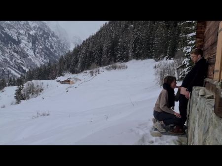Couple Hide To Sex While Hiking In The Snow , Mountain Forest And Birdsong , Romantic Private Enjoy