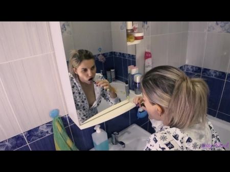 Act With Delicate In Pajamas In The Toilet -