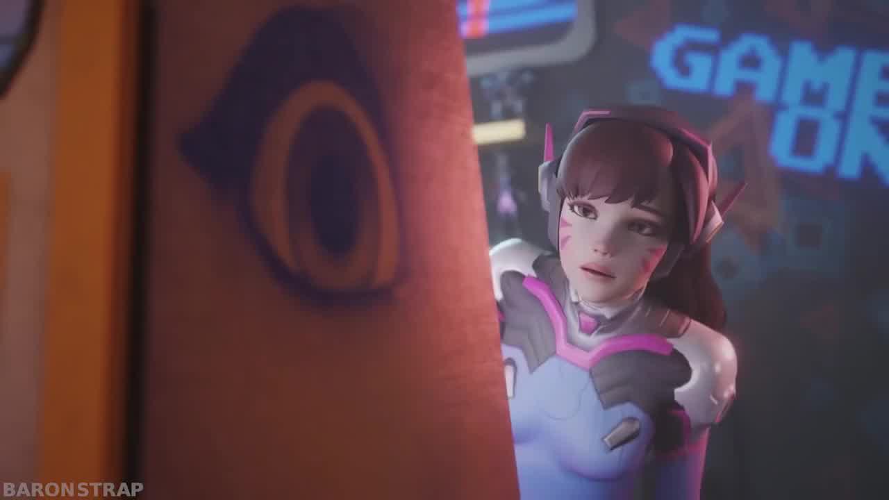 Overwatch's Tracer finds excitement in D.Va's arcade tickle game