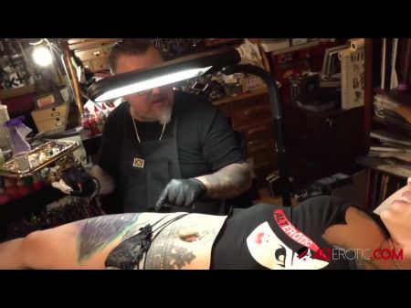 Marie Bossette Fumbles Herself While Being Tattooed