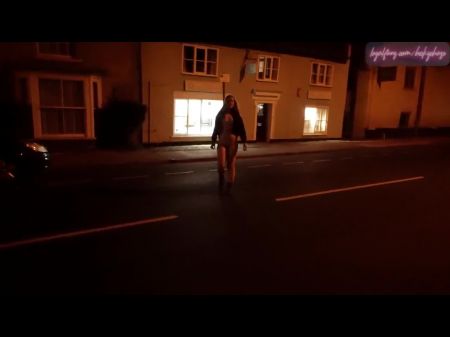 Young Blonde Wifey Ambling Naked Down A High Street In Suffolk