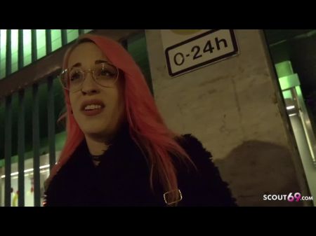 Crazy Pinkish Hair Girl Pickup And Coition For Cash