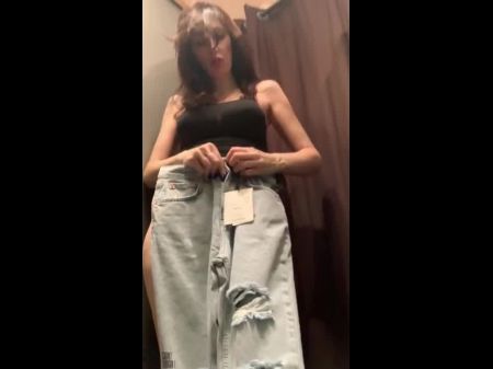 Exciting Mummy Masturbates In The Fitting Room Of The Store