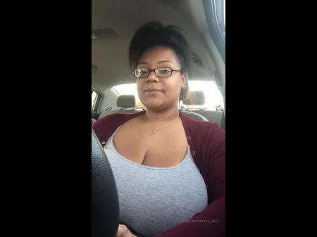 Solo Plus Sized Woman Driving Flashing Meaty Saggy Bumpers , Porn 0a