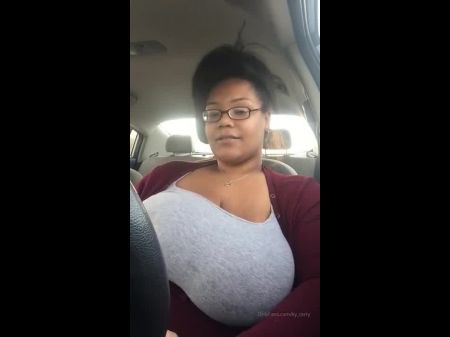 Solo Plus Sized Woman Driving Flashing Meaty Saggy Bumpers , Porn 0a