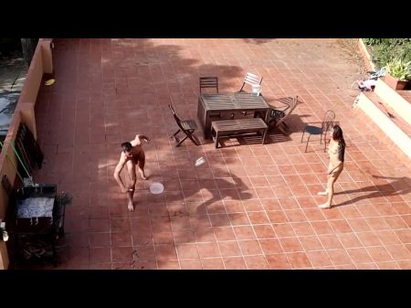 Duo Playing And Fucking In The Courtyard Outside