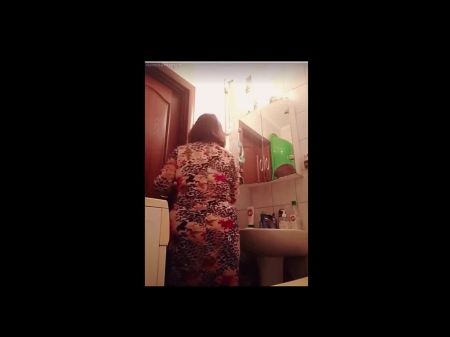 55yo Russian Grannie Displays All In Toilet On Live