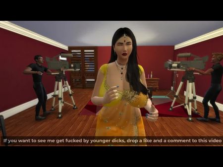 Desi Aunty Manju Burlándose De Chicos Cachondos Usando Una Sari Amarilla Sexy 