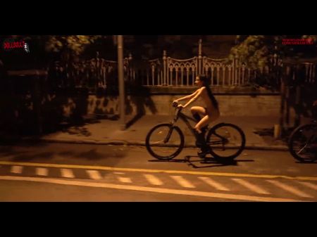 Railing Our Bike Nude Thru The Streets Of The City -