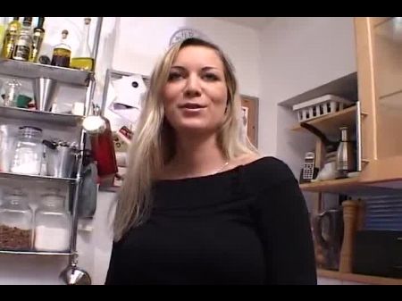 Supah Chesty Blonde From Germany Enjoy Wanking In The Kitchen
