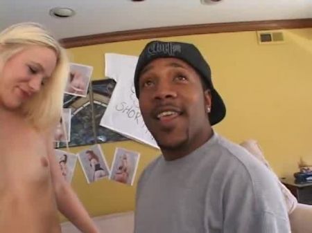 Stunning Well Shaped Blonde With Little Hooters Blows Black Guy