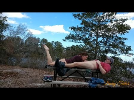 Inexperienced Wifey Screwed And Creampied On Public Picnic Table