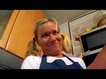 A Stunning German Babe Jumping On A Rude Prick In The Kitchen