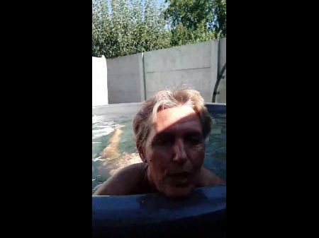 Bathing A Cheerful Housewife Lukerya In A Mini Pool Naked Under Bright Sunlight