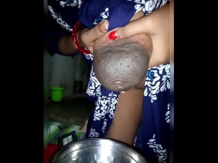 Milk Desi Woman Titties Pressing Nip With Milk