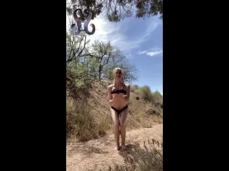 Fair Haired Hiker Gal Exercises Til Horniness Makes Her Drizzle All Over The Bushes !