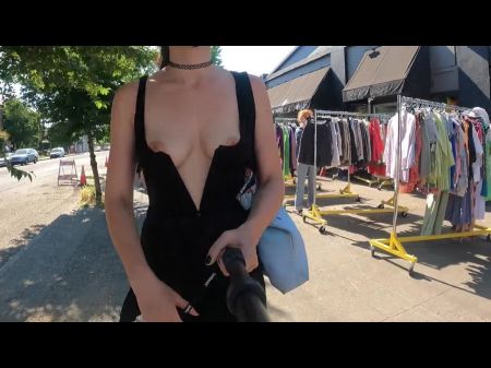 Teaser - Walking With My Boobs Completely Out On A Audience Street